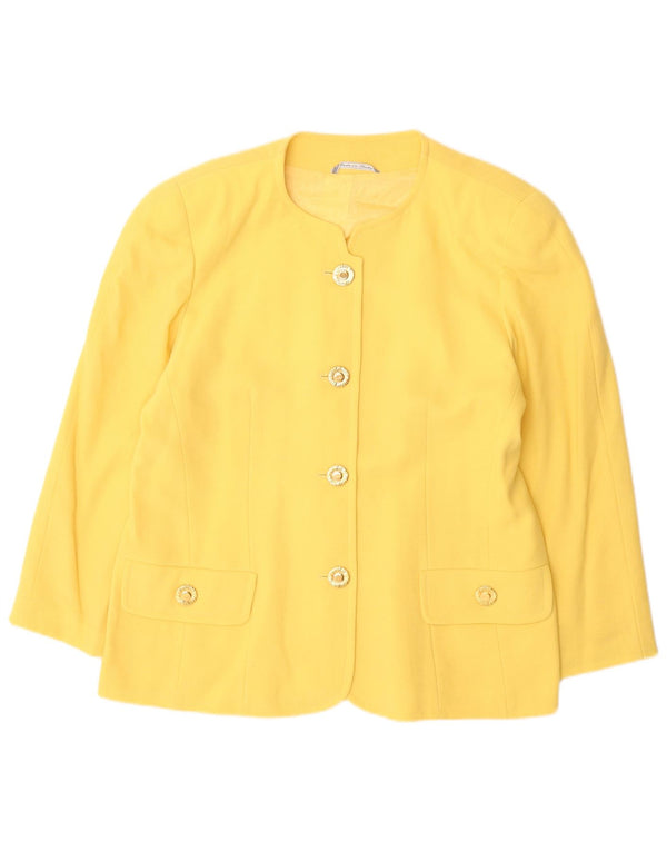 Vintage mujer 4 botones Blazer chaqueta Reino Unido 16 grande amarillo