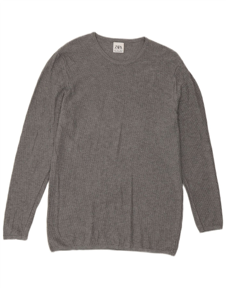 Zara Hombre Jersey De Cuello Redondo Jersey Grande Gris