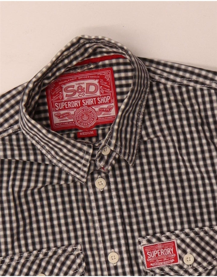 Camisa Superdry para hombre de algodón a cuadros en negro mediano