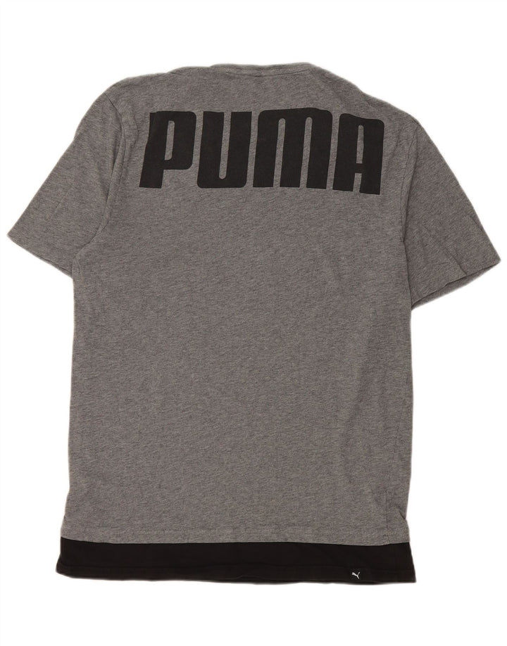 Puma Camiseta gráfica para hombre Top de algodón color block en gris medio