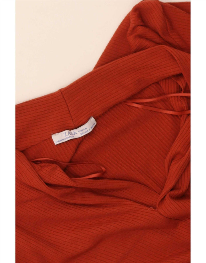 Zara Mujer Blusa Top UK 8 Small Naranja