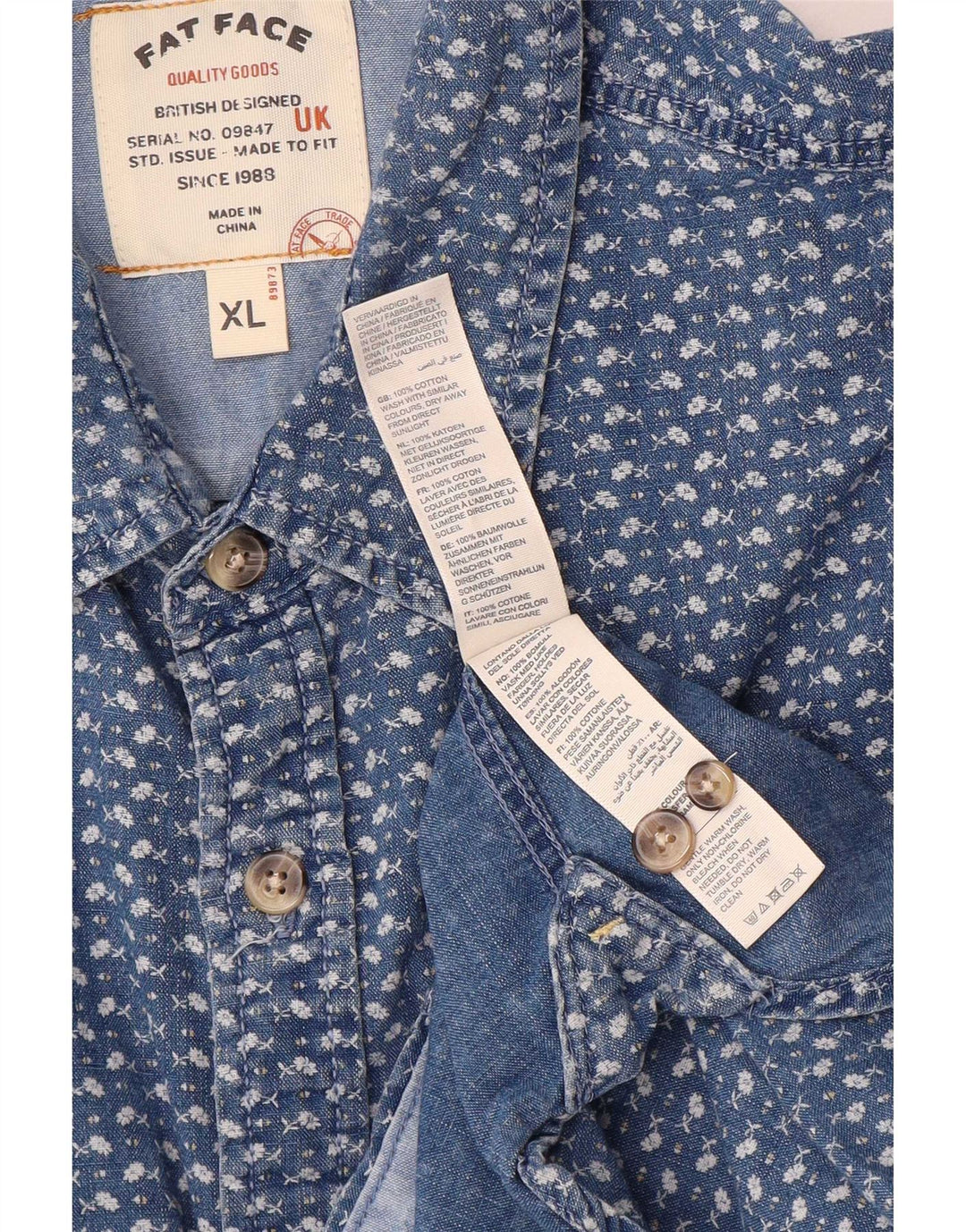 Camisa de corte estándar para hombre de Fat Face XL de algodón a cuadros azules