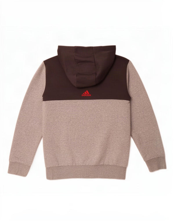 Adidas - Jersey con capucha para niños, diseño gráfico, algodón, color gris, 11-12 años