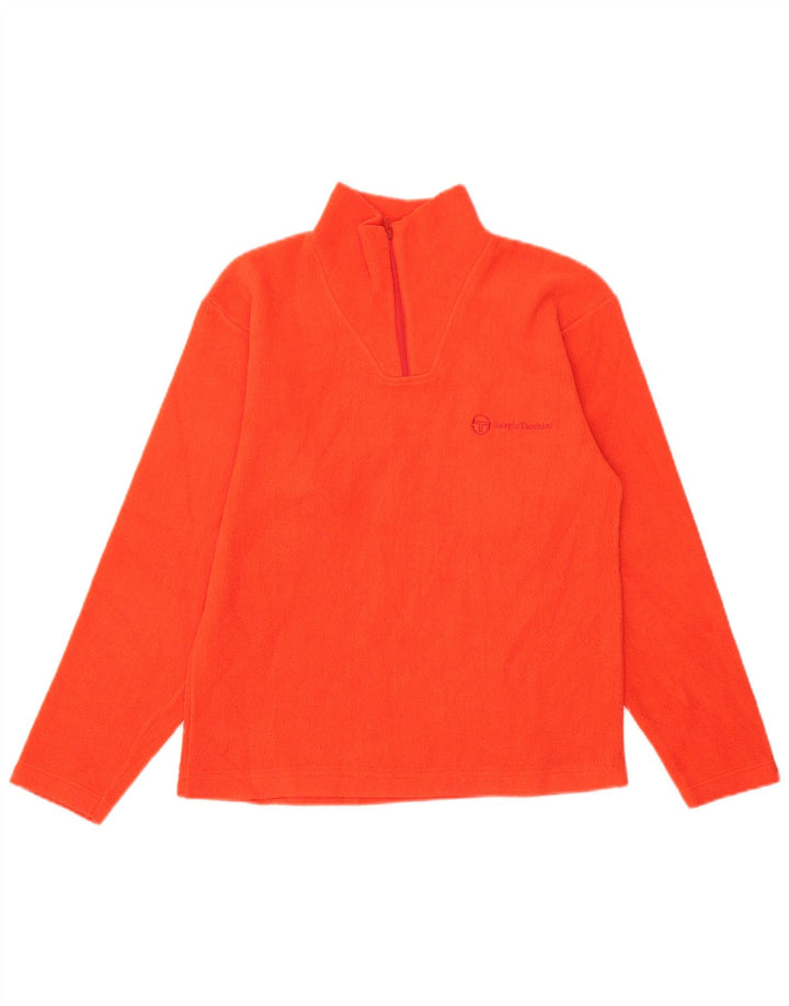 Sergio Tacchini Jersey de forro polar con cuello y cremallera para mujer, talla 40, color naranja mediano