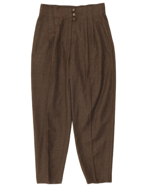 Vintage mujer crop pegged traje pantalones IT 42 Medio W26 L25 Caqui