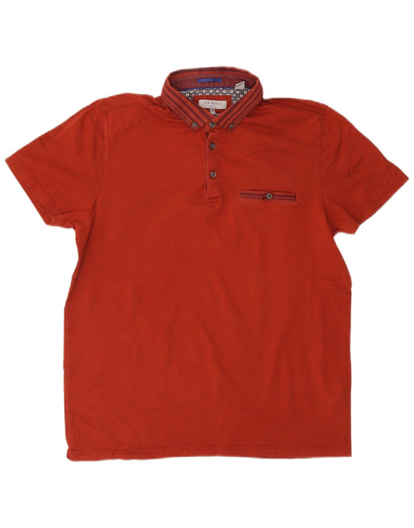 TED BAKER Polo para hombre talla 3 mediano algodón rojo