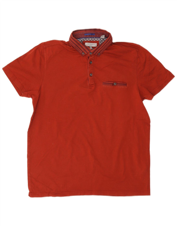 TED BAKER Polo para hombre talla 3 mediano algodón rojo
