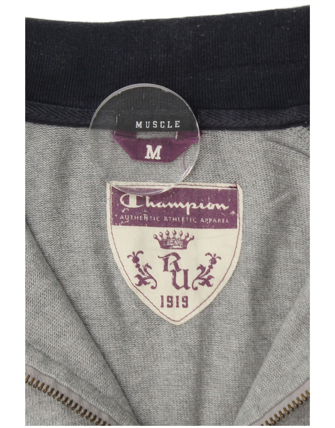 Champion Sudadera con cuello con cremallera y diseño muscular para mujer, talla 44, color gris medio