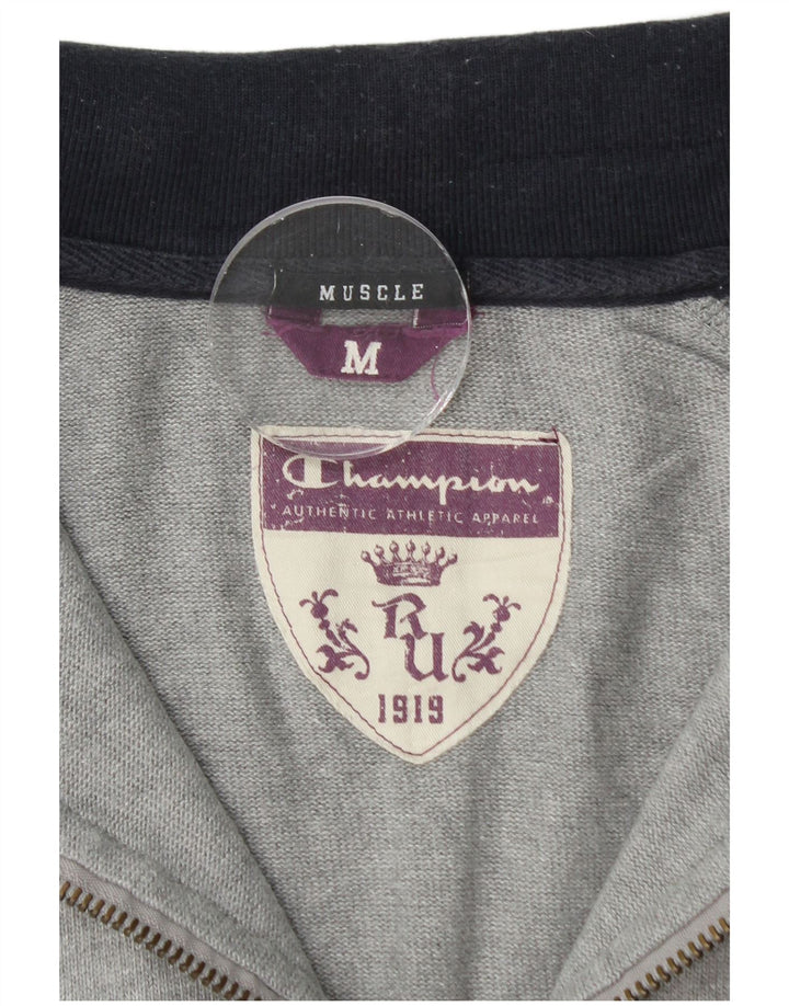 Champion Sudadera con cuello con cremallera y diseño muscular para mujer, talla 44, color gris medio