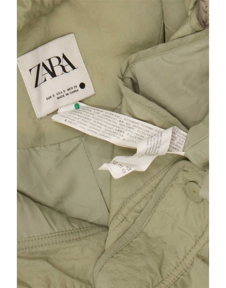 Zara Chaqueta cortavientos con capucha de gran tamaño para mujer UK 10 Small Beige