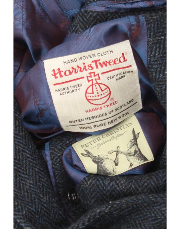 Harris Tweed Chaqueta tipo blazer de 2 botones para hombre UK 38 Medium Azul marino Espiga