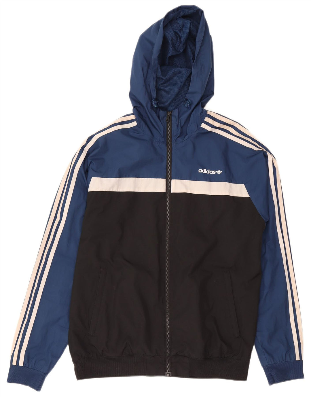 Adidas Hombre Chaqueta De Chándal Con Capucha Poliéster Color Block Azul Medio