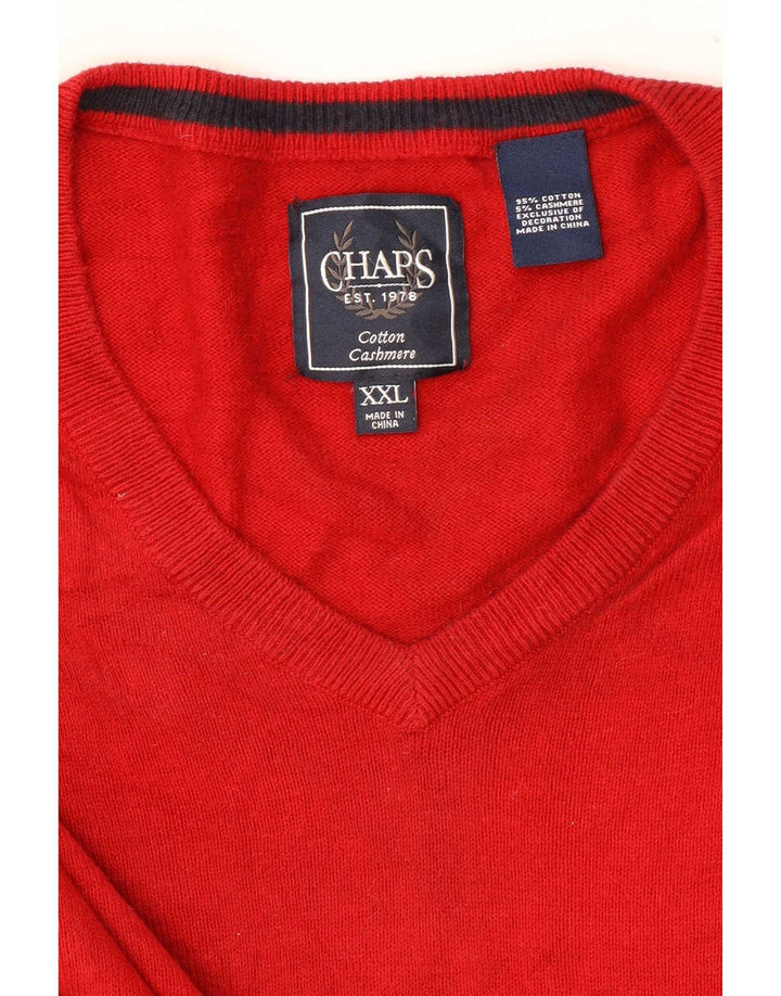 Chaps Suéter con cuello en V para hombre 2XL Algodón rojo