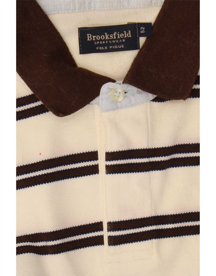 Brooksfield Polo para hombre Talla 52 Grande Beige Rayas