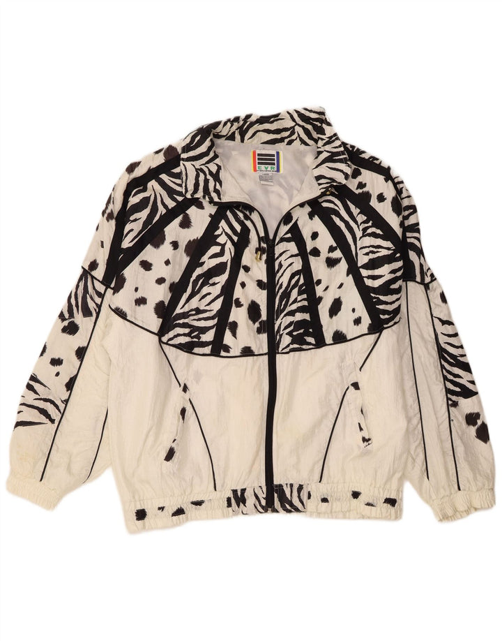 EVR Chaqueta superior de chándal de gran tamaño para mujer Reino Unido 46 Estampado animal blanco grande