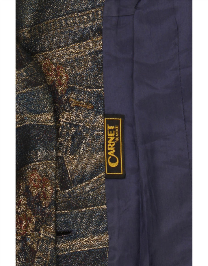 Carnet Chaqueta Blazer de 3 Botones para Mujer UK 40 Mediana Azul Marino Floral