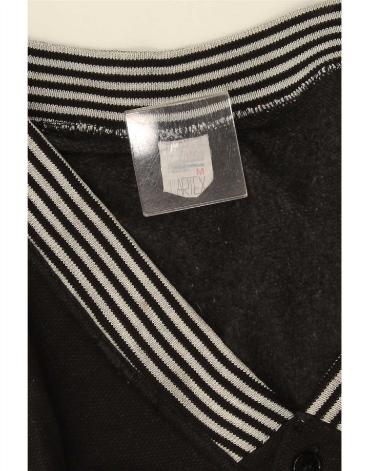 Vintage hombres gráfico cardigan suéter medio negro