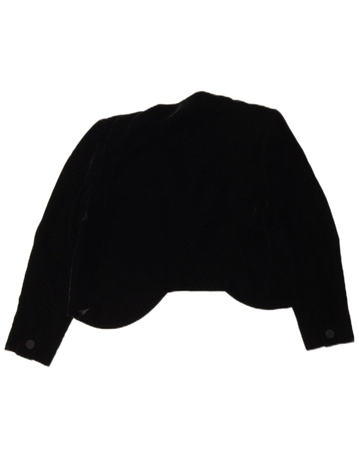 Vintage mujer Bolero chaqueta Reino Unido 14 medio negro manchado