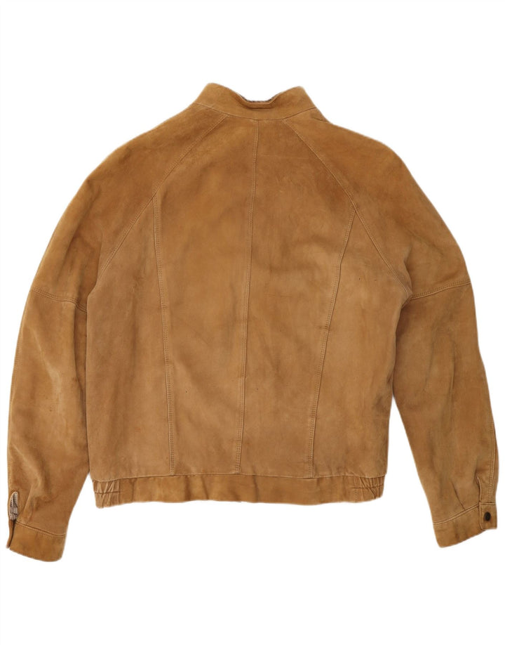Vintage hombres ante bomber chaqueta IT 50 cuero marrón grande