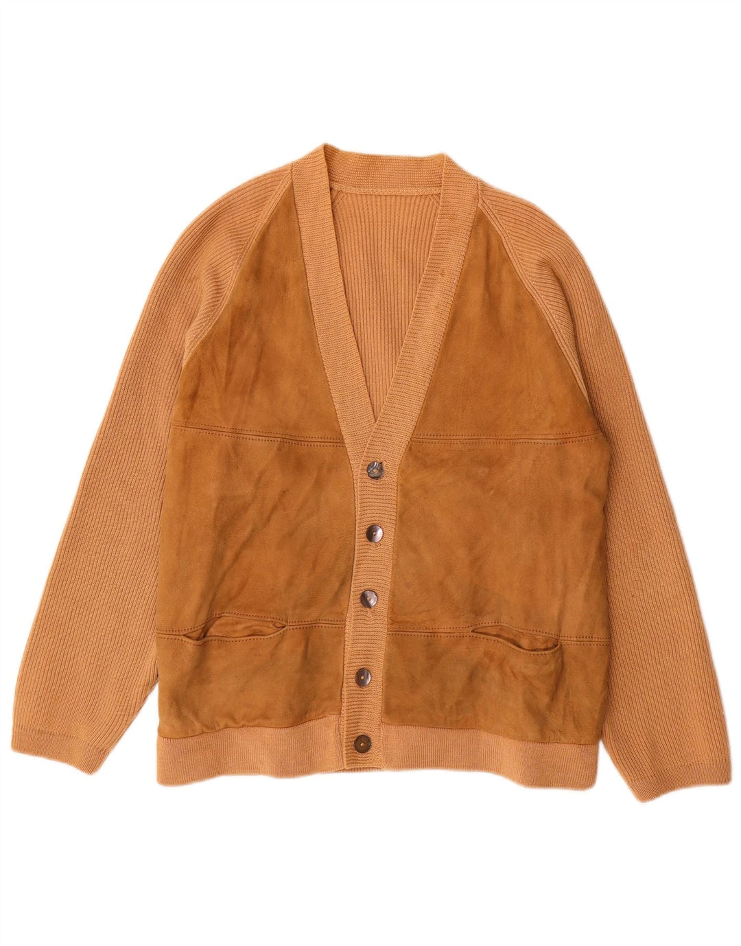 VINTAGE Mujer Cardigan Suéter Reino Unido 16 Grande Beige