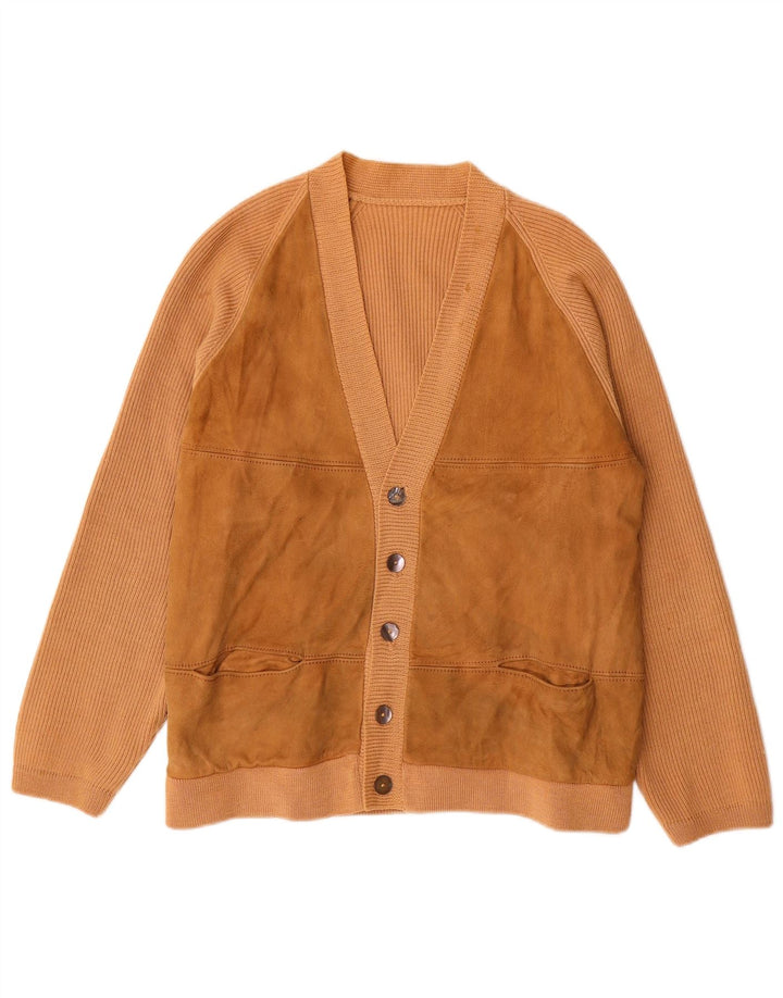 VINTAGE Mujer Cardigan Suéter Reino Unido 16 Grande Beige