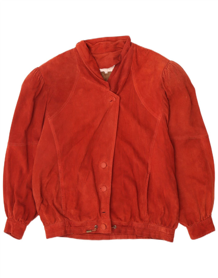Vintage mujer chaqueta de ante de gran tamaño IT 44 cuero rojo medio