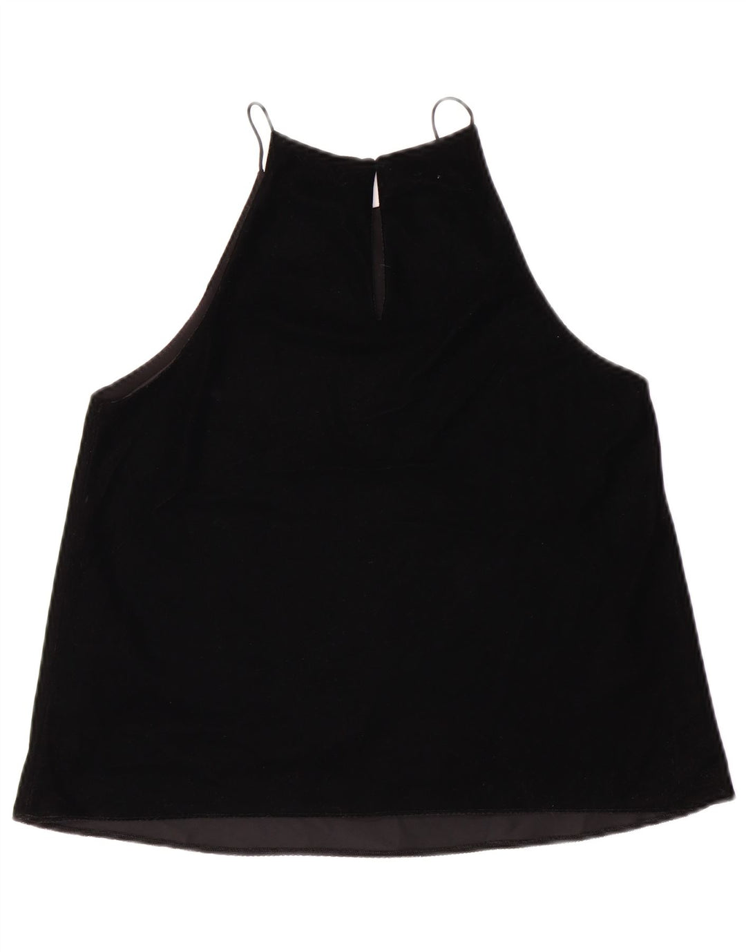 ZARA Womens Velour Sleeveless Blouse Top UK 10 Small Black Polyester