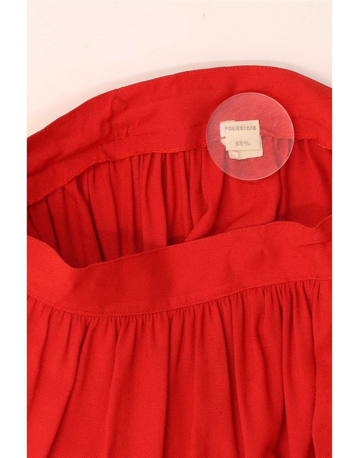 Vintage Mujer A-Line Falda W25 XS Poliéster Rojo