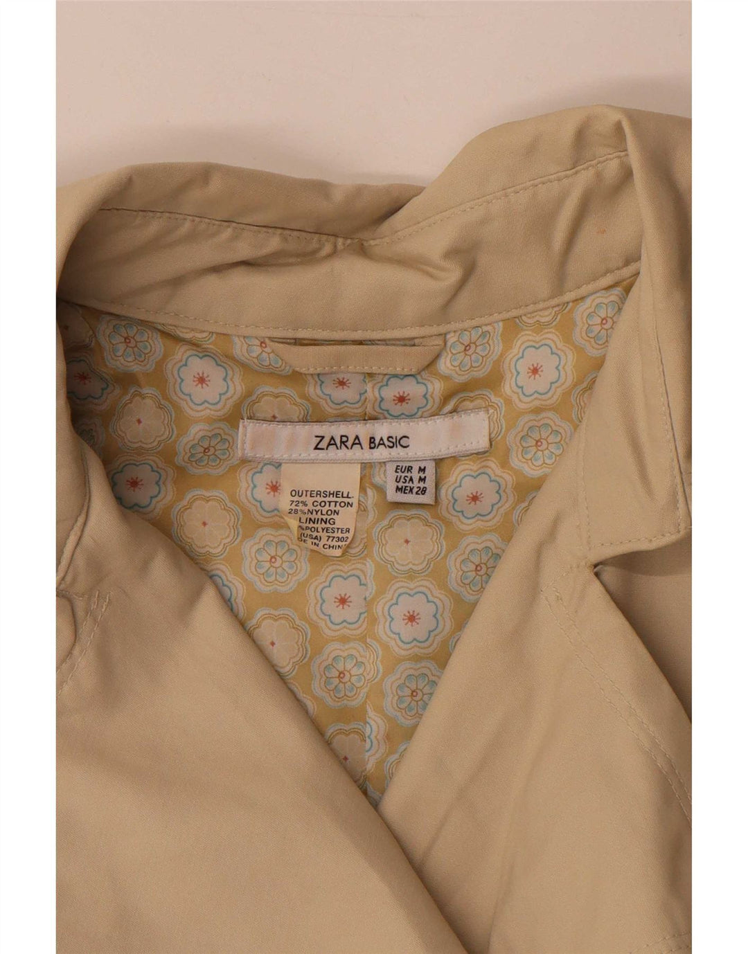 Zara Mujer Gabardina UK 44 Algodón Beige Medio