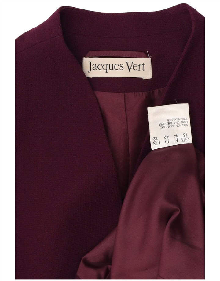 JACQUES VERT Chaqueta tipo blazer de 5 botones para mujer UK 46 Grande Púrpura Lana nueva