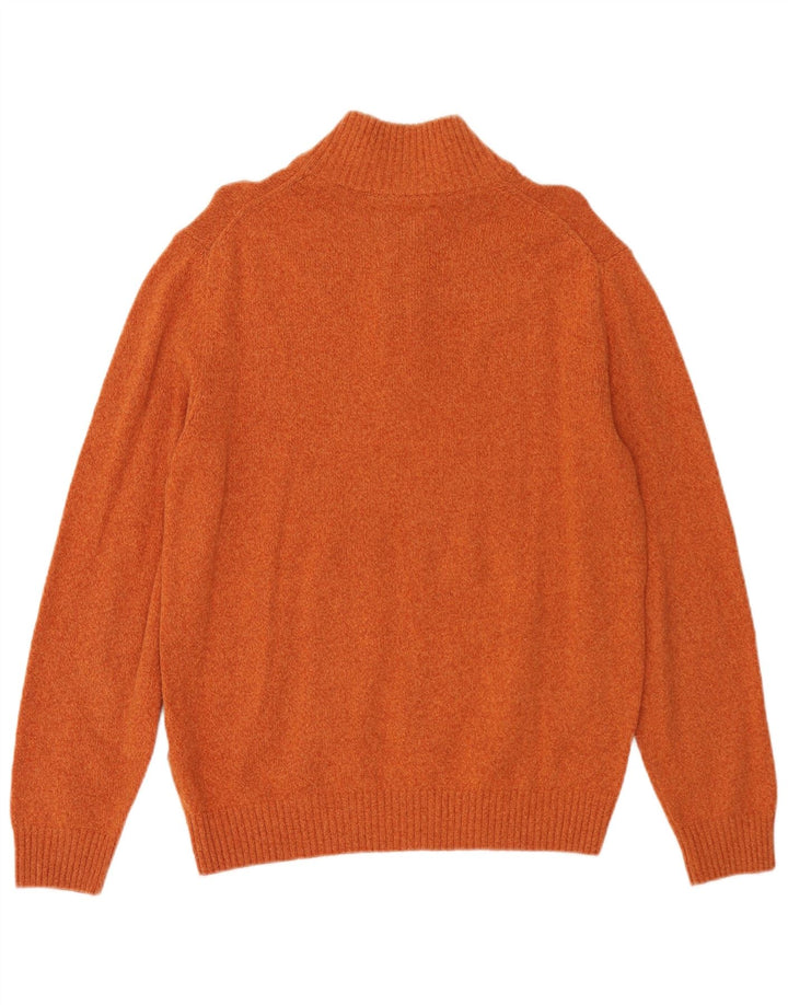 Marlboro Classics - Jersey para hombre con cuello y cremallera, talla grande, lana naranja