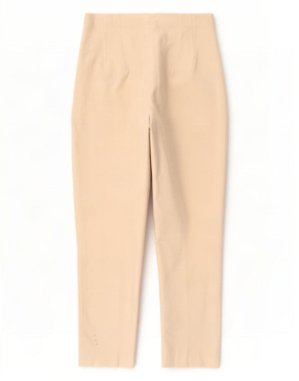 Zara Mujer Pantalón De Traje Cónico De Cintura Alta Grande W30 L27 Poliéster Beige