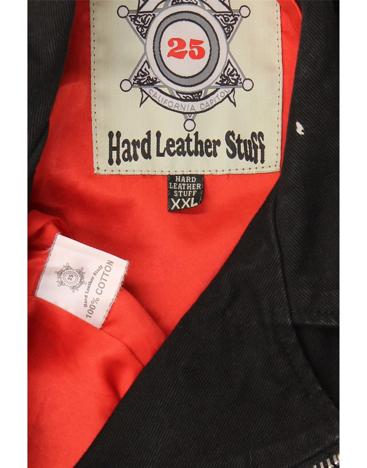 Hard Leather Stuff Chaqueta motera corta para mujer UK 20 2XL Algodón negro
