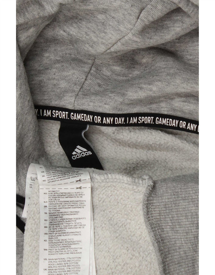 Adidas Hombre Sudadera Con Capucha Gráfica Jersey De Algodón Gris Medio