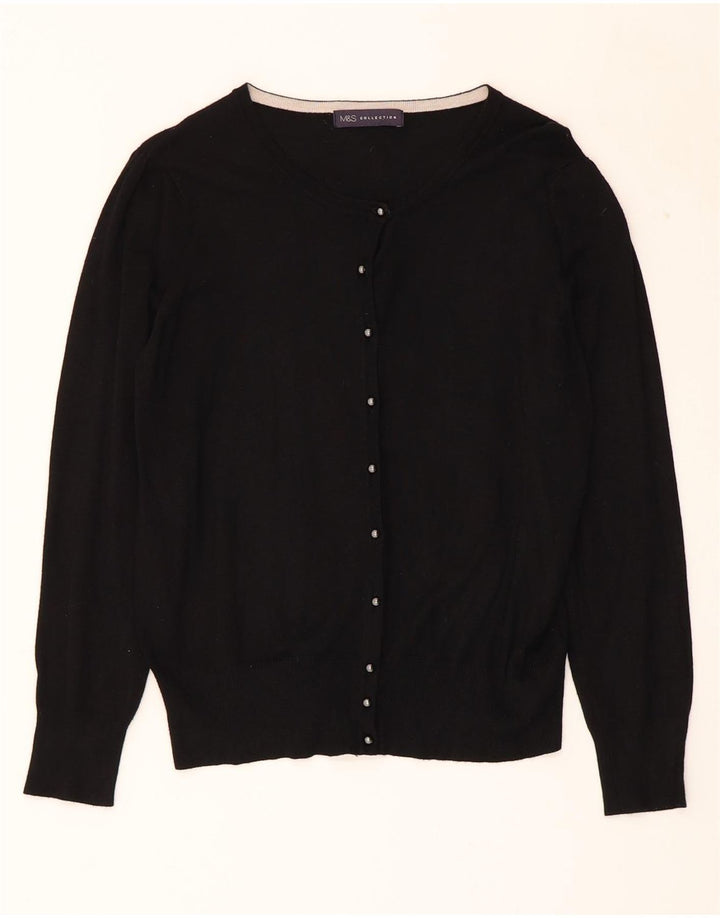 MARKS & SPENCER Womens Cardigan Sweater UK 10 Small Black Viscose Vintage Marks & Spencer and Second-Hand Marks & Spencer from Messina Hembry 