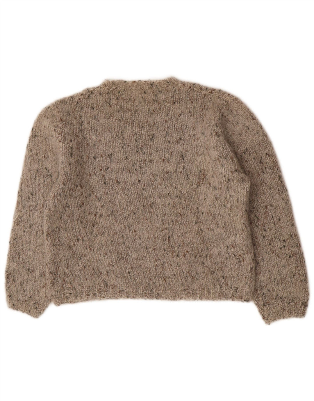 Vintage mujer cuello redondo jersey suéter Reino Unido 14 gris medio moteado