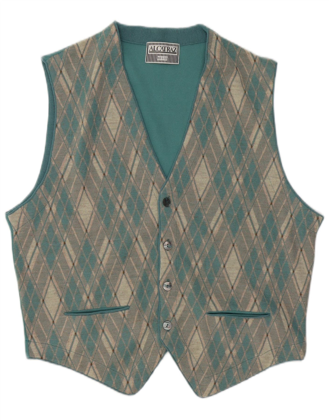 Chaleco Alcatraz para hombre Argyle azul medio/acrílico diamante