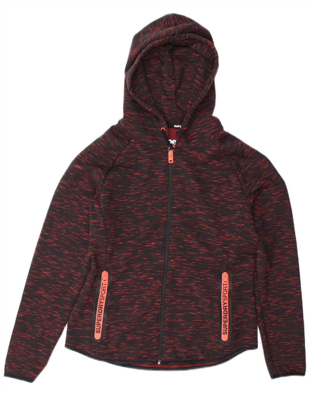 SUPERDRY Suéter con capucha y cremallera para mujer UK 46 Large Black Moteado