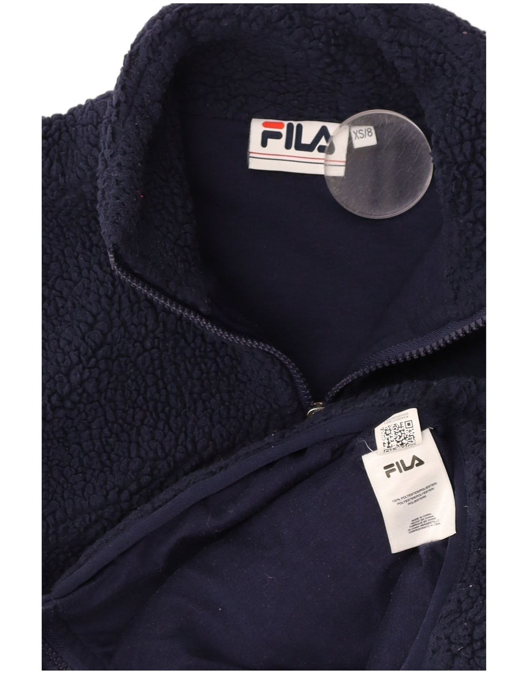 FILA Chaqueta polar con gráfico extragrande para mujer UK 6 XS Poliéster azul marino