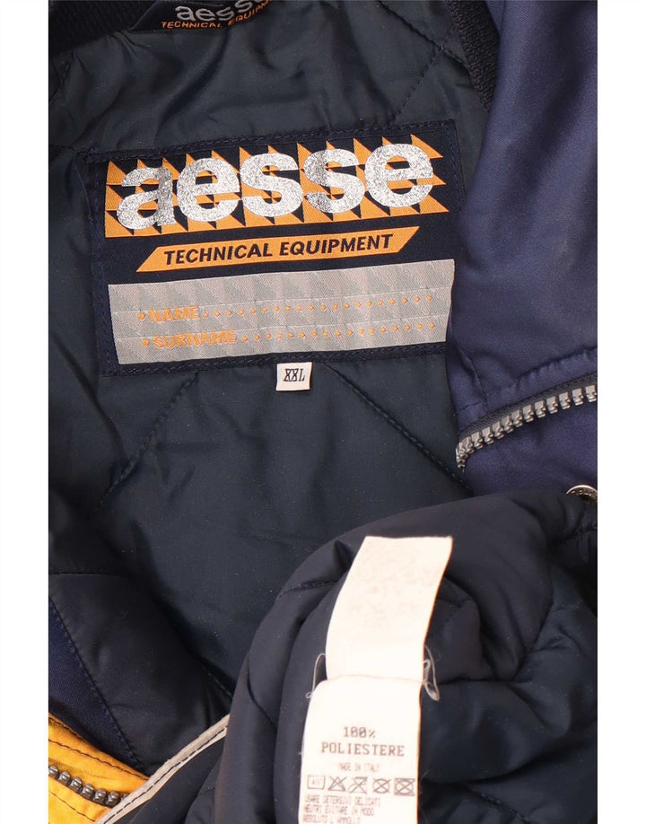 Aesse Chaqueta de esquí para hombre UK 44 2XL Azul marino Colorblock Poliéster