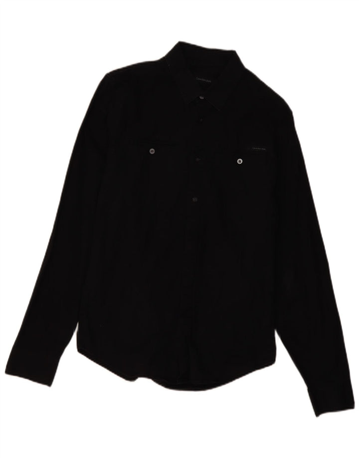 Camisa Calvin Klein Hombre Mediana Algodón Negro