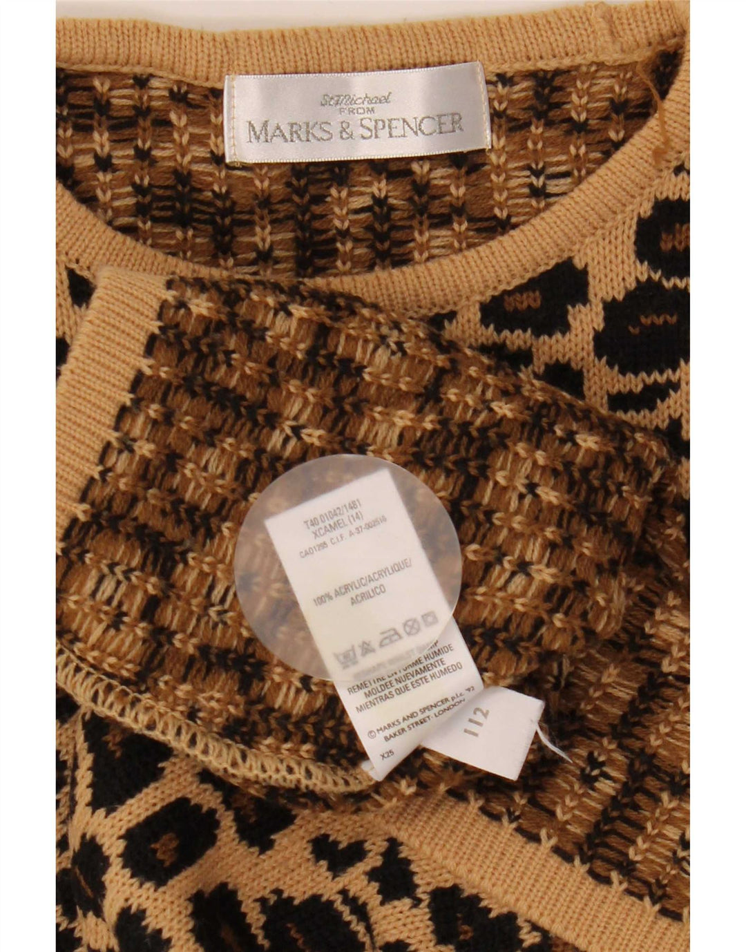 Marks & Spencer Suéter de Cuello Redondo para Mujer UK 44 Grande Marrón
