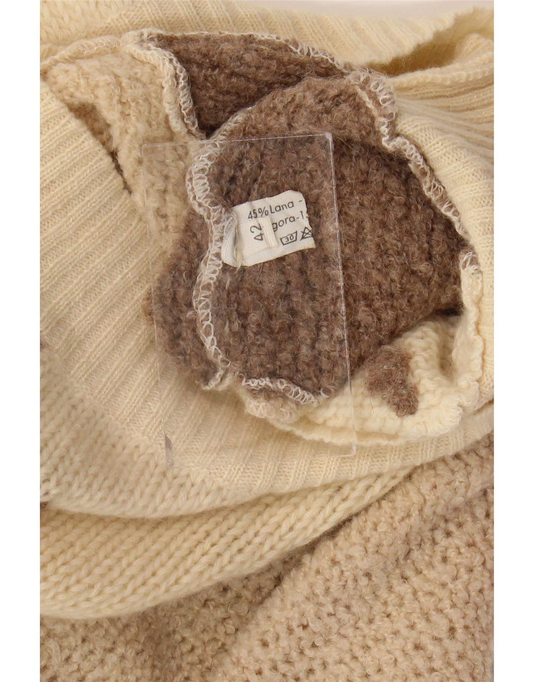 VINTAGE Jersey de cuello vuelto para mujer IT 42 Bloque de color beige medio