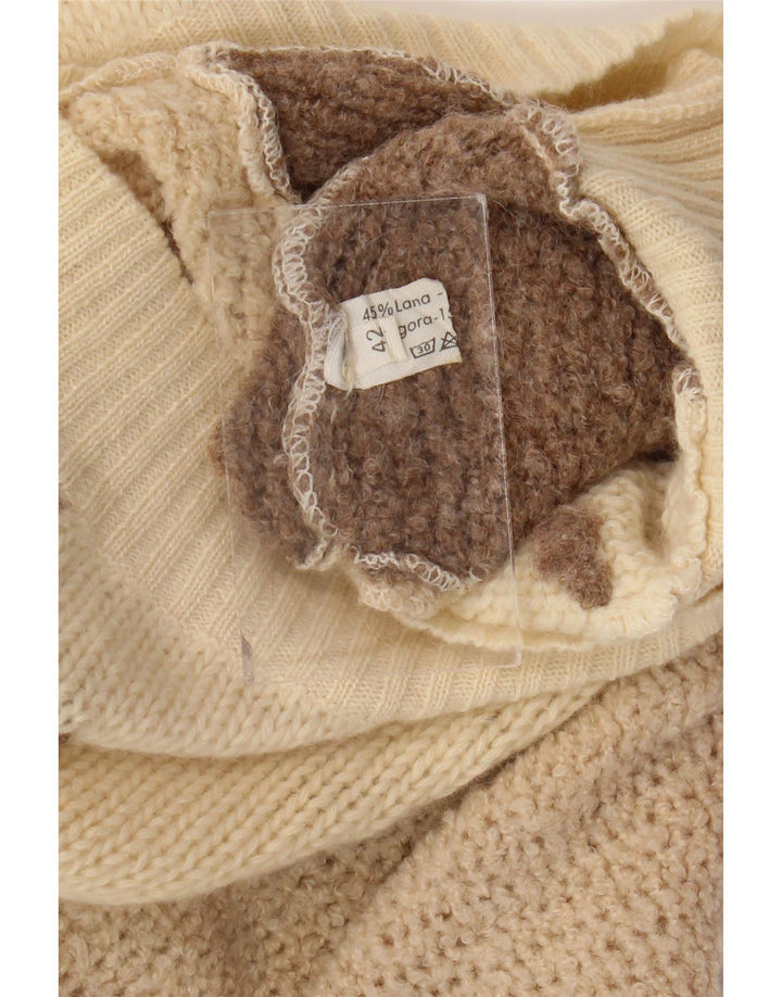 VINTAGE Jersey de cuello vuelto para mujer IT 42 Bloque de color beige medio