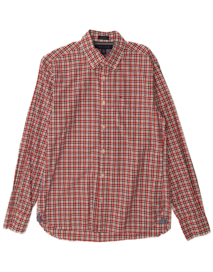 Camisa Tommy Hilfiger de corte personalizado para hombre de algodón a cuadros rojos pequeños