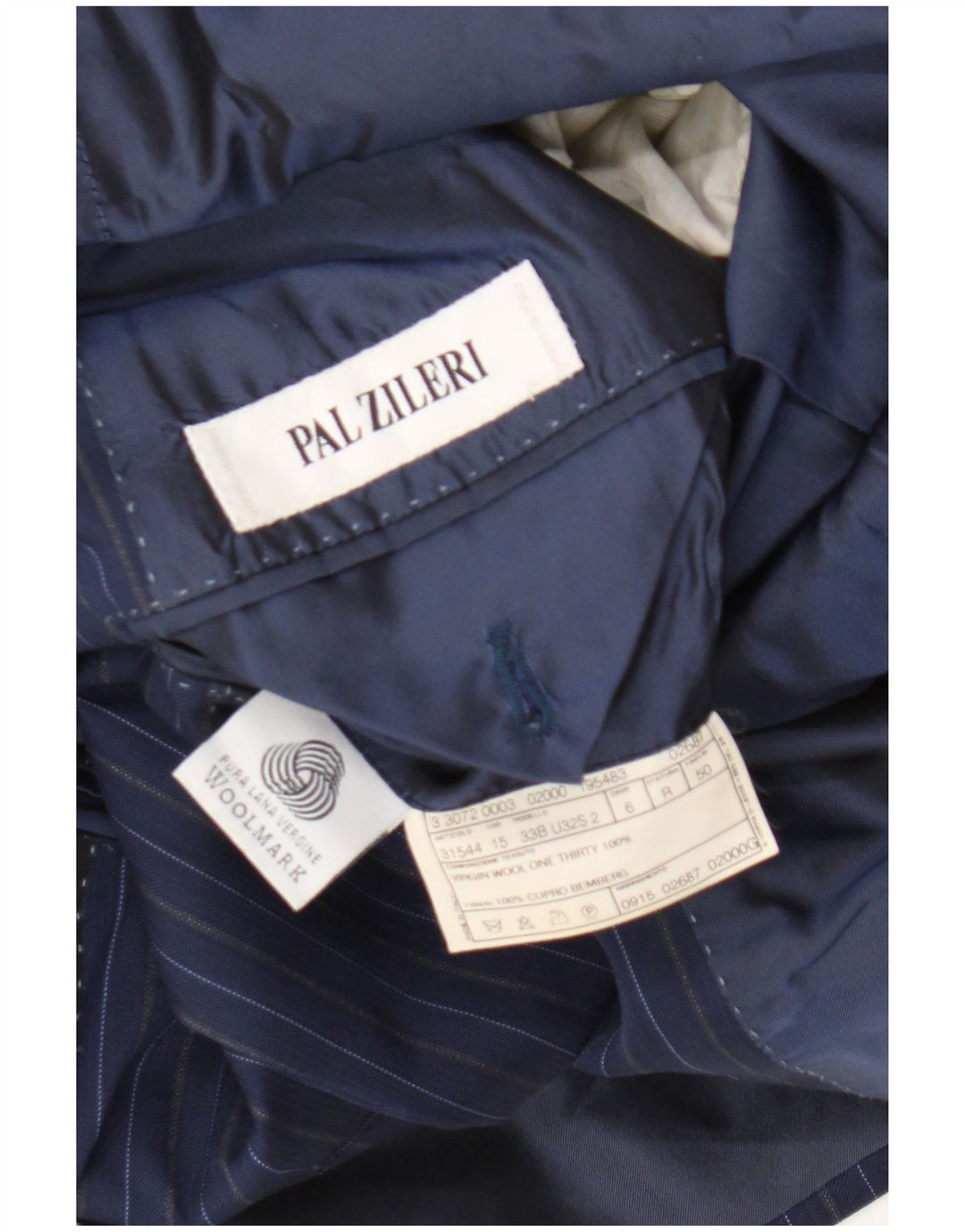 Pal Zileri Chaqueta tipo blazer de 3 botones para hombre IT 50 Large Azul marino a rayas