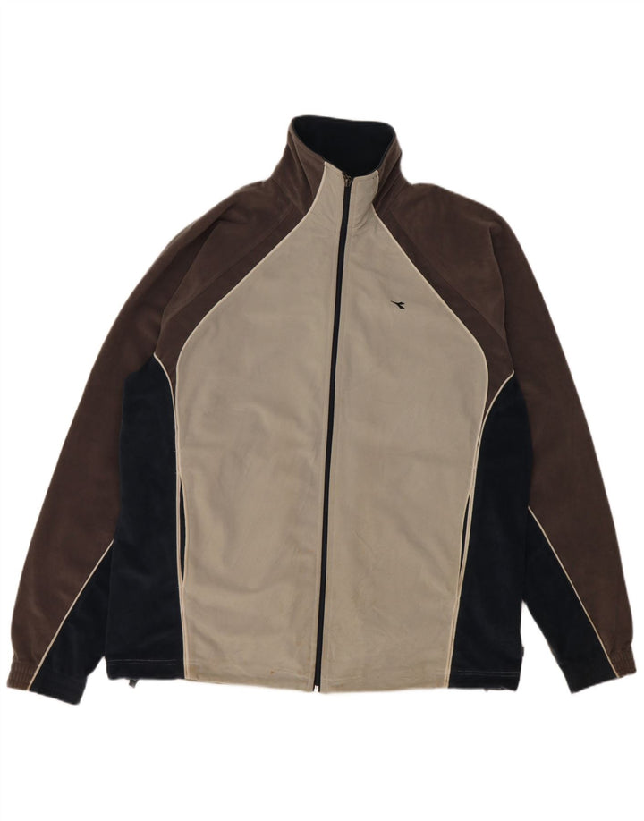 Diadora Chaqueta de chándal para hombre ES 46 XL Gris Colorblock Poliéster