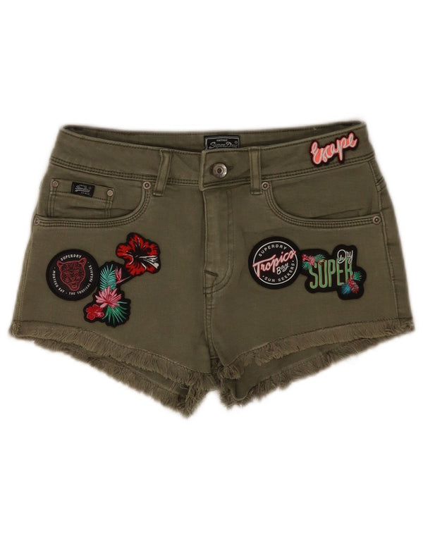 Superdry Shorts Vaqueros Gráficos W28 Verde Medio Floral Tropical