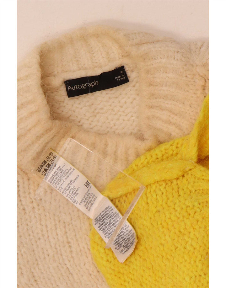 Marks & Spencer Suéter tipo jersey con cuello alto para mujer UK 10 Small Off White
