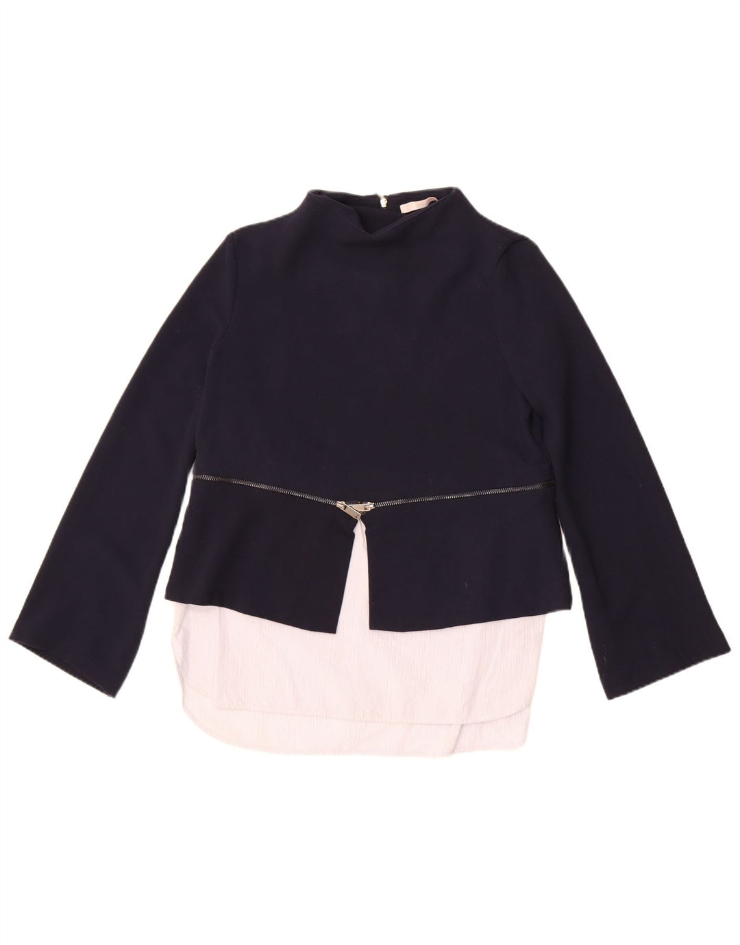 Zara Top tipo túnica de manga larga para mujer UK 40 Medium Azul marino Colorblock